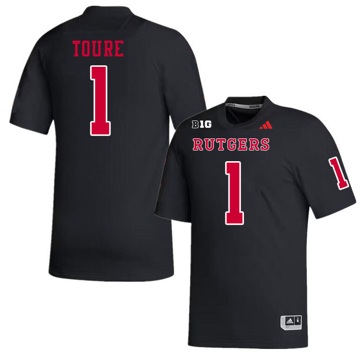 Men #1 Famah Toure Rutgers Scarlet Knights 2024 College Football Jerseys Stitched-Black